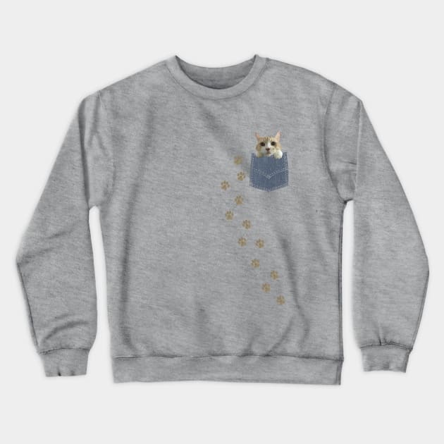 Cute Cat in the Pocket Crewneck Sweatshirt by Bluepress